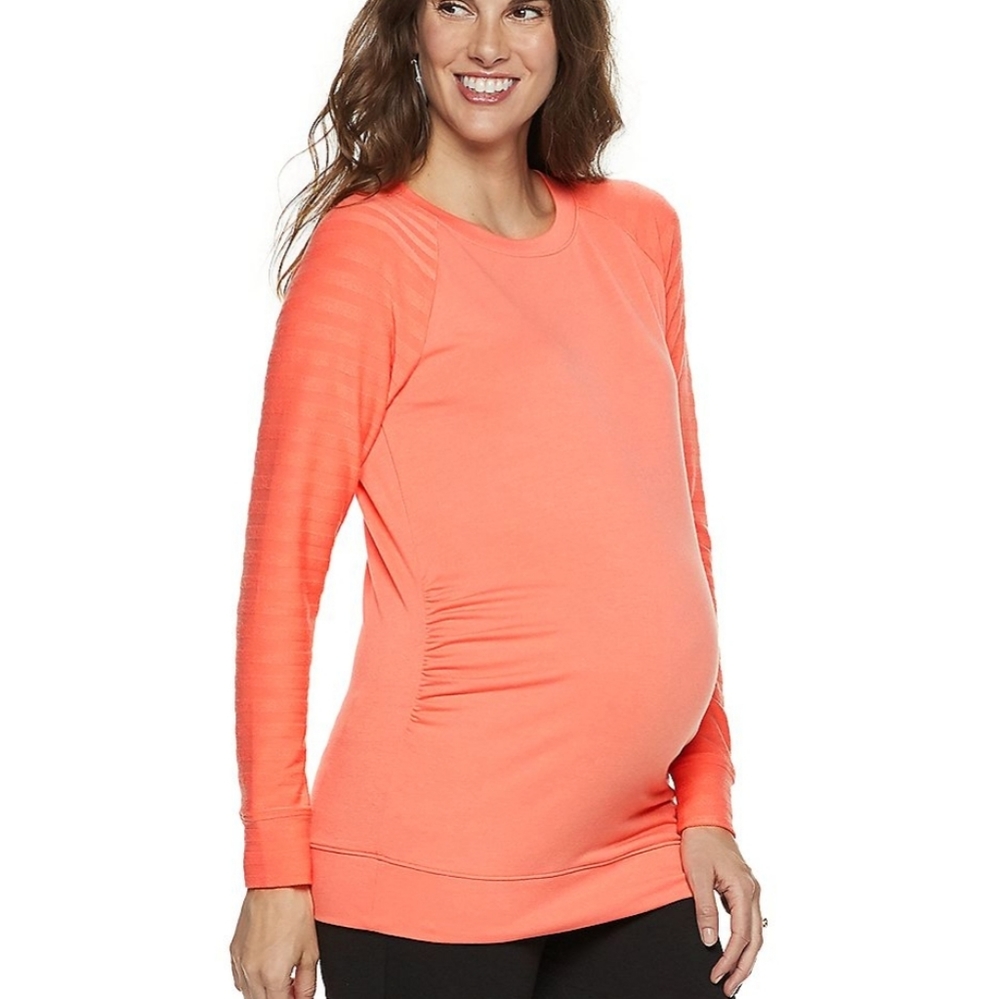 Women's A Glow Coral Maternity Tunic Sweatshirt